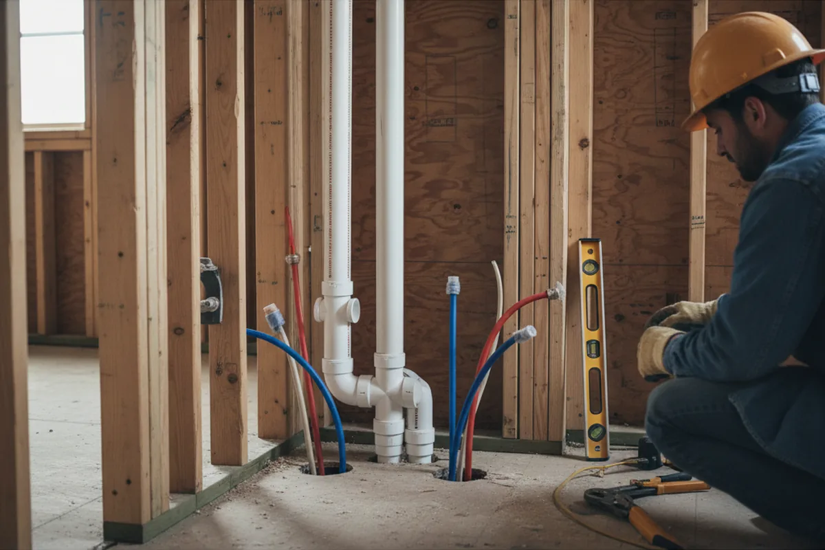 Drain and supply rough-in during Leak Detection in Day