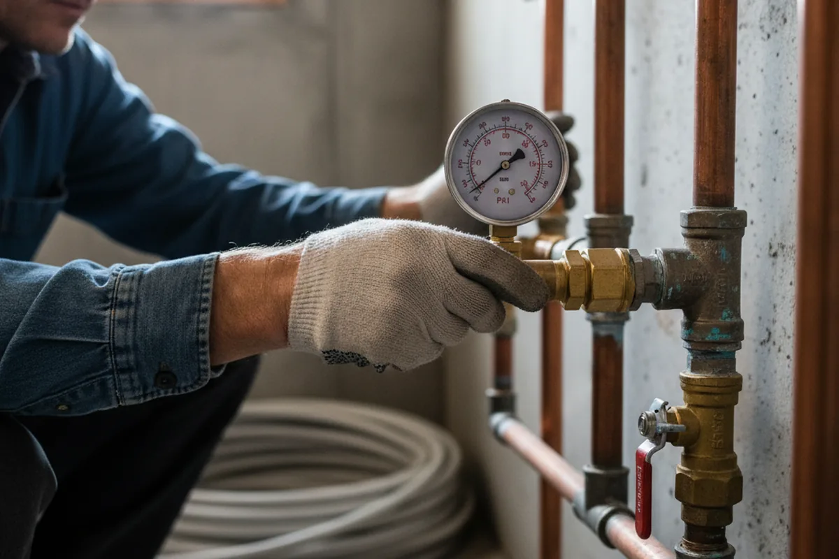 Pressure testing a repaired line during Water Line Repair in Day